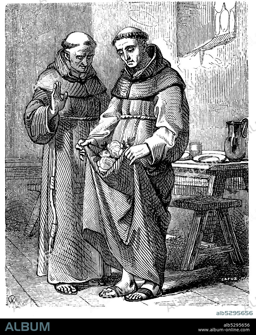 San Pedro Regalado (1390-1456), fraile franciscano. Grabado de 1852.