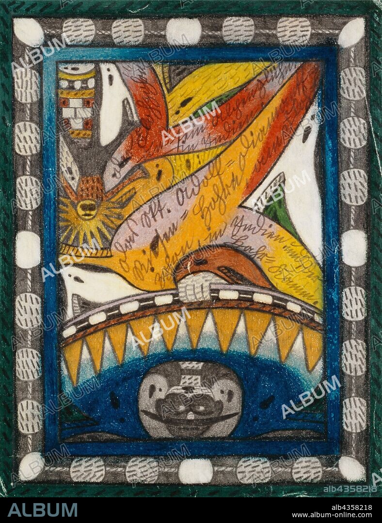 The Skt. Adolf = Diamantt = Giant = Hohrn, at the Flohzohrn, in India and, the Hahr = comb, 1917, pencil and crayon, sheet: 28.8 x 22 cm, Recto [above] The Fleafang, and his Alpenglühn, in India, [Center] The Skt. Adolf = Diamantt =, Giant = Hohrn, on the flea =, zohrn, in India and, the Hahr = Kamm., Verso 2. How big the flea-zoo = Rie =, sen = glacier with its, jeh, voluminous, rocks = cones and, rocks = Hohrn, = excrescences, and, the similar, to the Rie = sen = city, Zohrn, Hearing, Giant = City = The part is, I have since the time of my dorigen resident in the six =, ziger, seventies and eighties =, years, unfortunately wied'r, forget., The Giants = City, Zohrn, to which also the 5, Here, following =, following portraits = indications, are, is from south to, north, 120,000, hour long, Adolf Wölfli, Bowil/Bern 1864–1930 Bern.