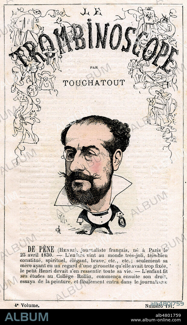 Henri DE PENE. Caricature anonyme pour le Trombinoscope n°191 vers 1875. Credit : Collection KHARBINE-TAPABOR.