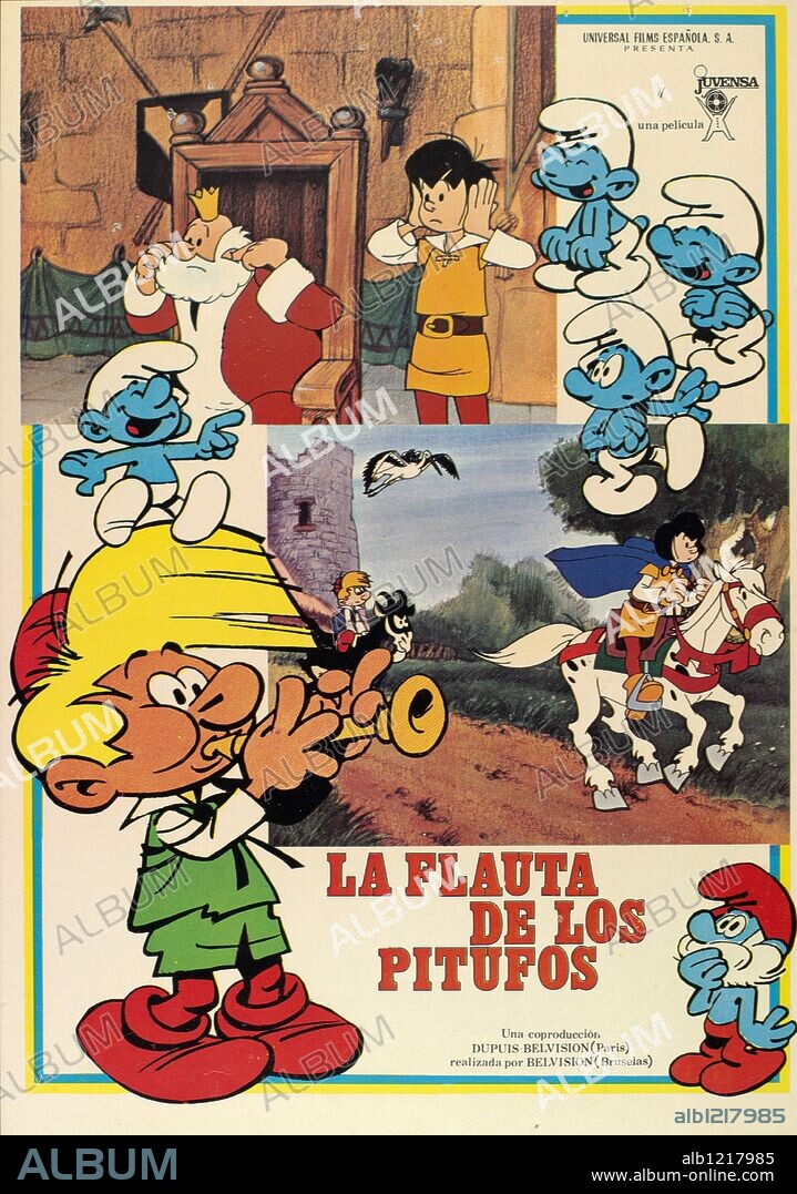 Poster of THE SMURFS AND THE MAGIC FLUTE, 1976 (LA FLUTE A SIX SCHTROUMPFS), directed by EDDIE LATESTE. Copyright BELVISION.