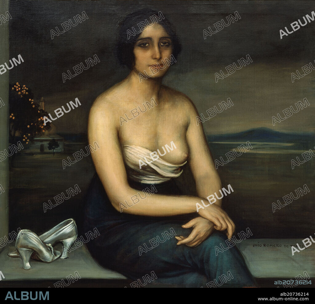 JULIO ROMERO DE TORRES. ESPERANDO LOS REYES - 1925 - OLEO/LIENZO - 81,5X89,5 CM.