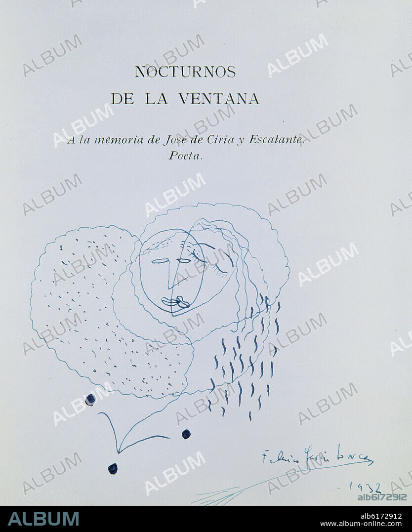 FEDERICO GARCÍA LORCA. PORTADA DE"NOCTURNOS DE LA VENTANA"1932-A LA MEMORIA DE JOSE DE CIRIA Y ESCALANTE.