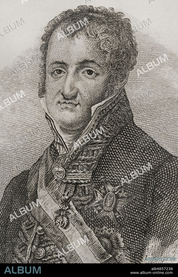 Fernando VII (1784-1833). Rey de España (1808-1833). Retrato. Grabado por J. Gómez. Detalle. Historia del Levantamiento, Guerra y Revolución de España, por el Conde de Toreno. Madrid,1852.