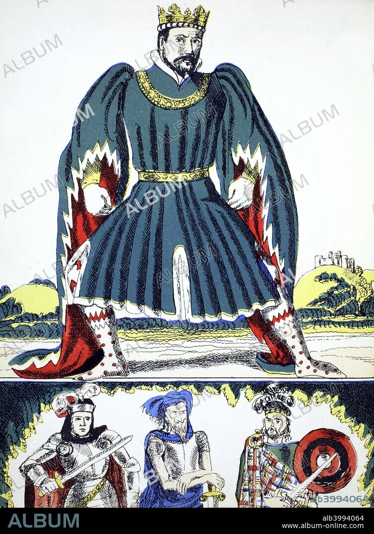 Henry IV, King of England from 1399, (1932). Henry Bolingbroke (1367-1413) became king in 1399 when he led a baronial revolt that overthrew the rule of Richard II. Ruling as Henry IV, he was the first king of the House of Lancaster. Political instability dogged his reign, with major revolts by led by Owain Glyndwr in Wales beginning in 1400 and by Henry Percy, 1st Earl of Northumberland, in the north in 1408. From Kings and Queens by Eleanor and Herbert Farjeon, 1932.