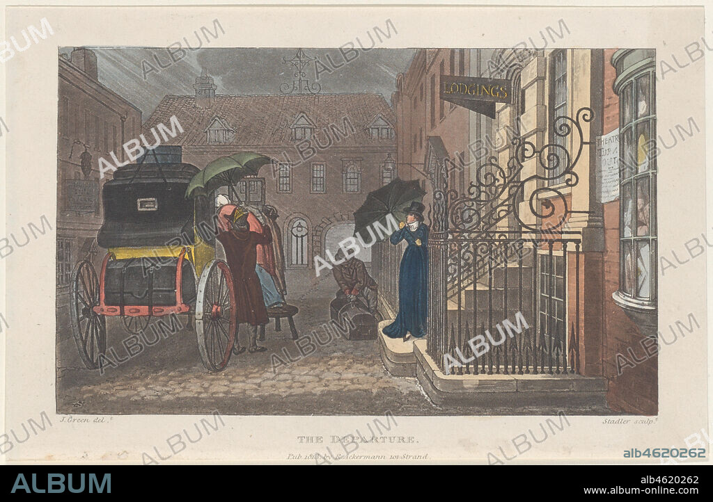 THOMAS ROWLANDSON und JOSEPH CONSTANTINE STADLER. The Departure, from "Poetical Sketches of Scarborough", 1813.