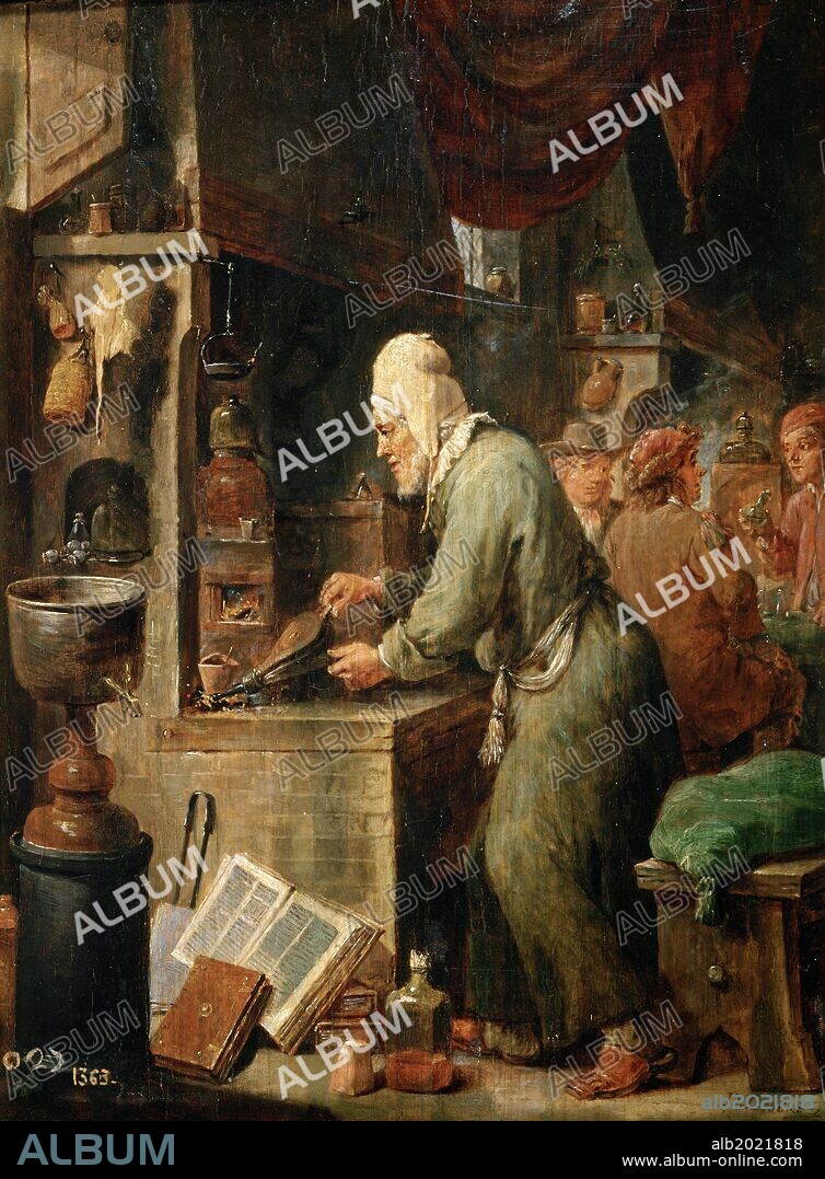 David Teniers el Joven / 'El alquimista', 1631-1640, Óleo sobre tabla, 32 x 25 cm, P01804.