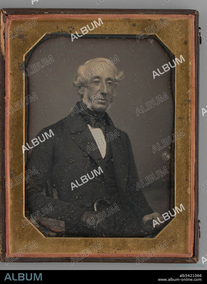 MARCUS AURELIUS ROOT. Untitled (Portrait of a Seated Man Wearing an Ascot Tie), 1847. Daguerreotype.