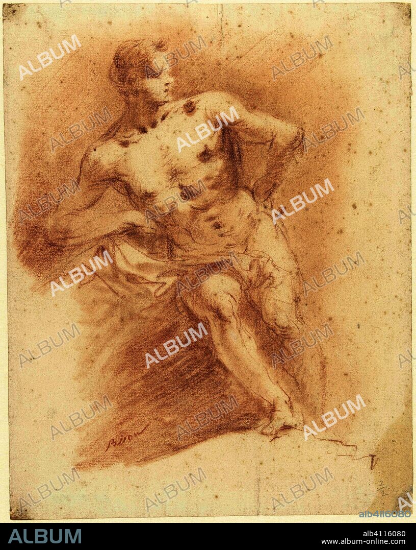 Sitting male naked. Draughtsman: Giuseppe Bernardino Bison. Dating: 1772 - 1844. Measurements: h 236 mm × w 185 mm.