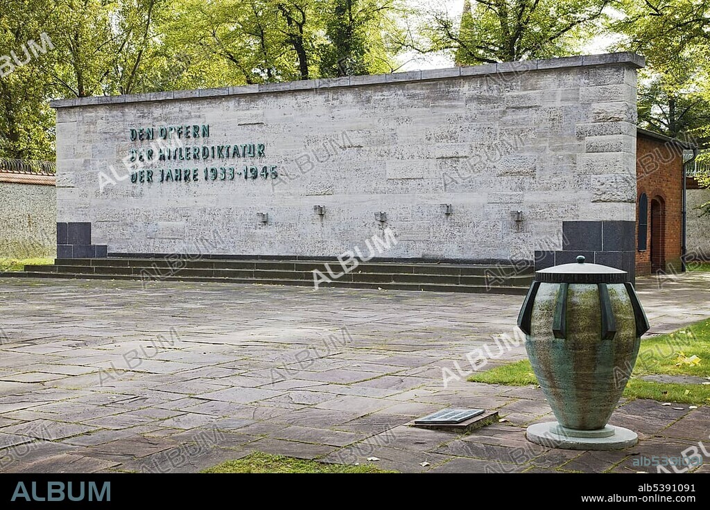 Ploetzensee Prison Memorial with urn containing soil from all concentration camps, Berlin, Germany, Europe