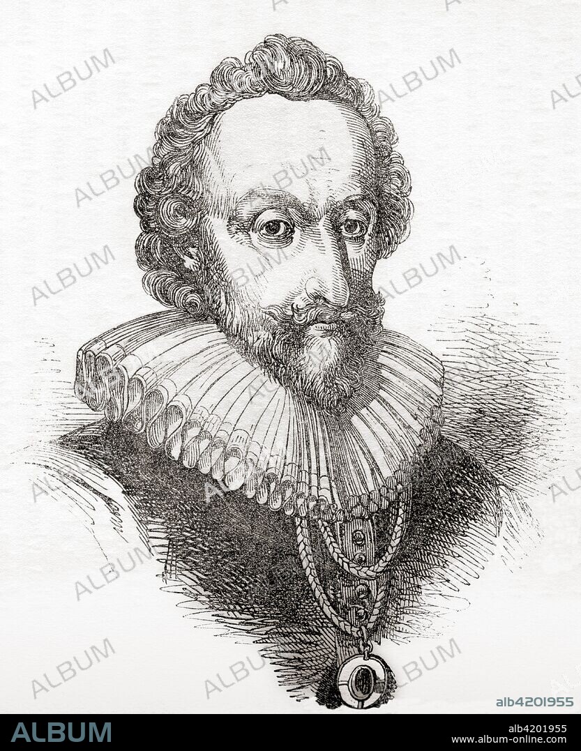 William Alexander, 1st Earl of Stirling, c. 1567 -1640. Scottish courtier and poet who was involved in the Scottish colonisation of Habitation at Port-Royal, Nova Scotia and Long Island, New York. From Old England: A Pictorial Museum, published 1847.