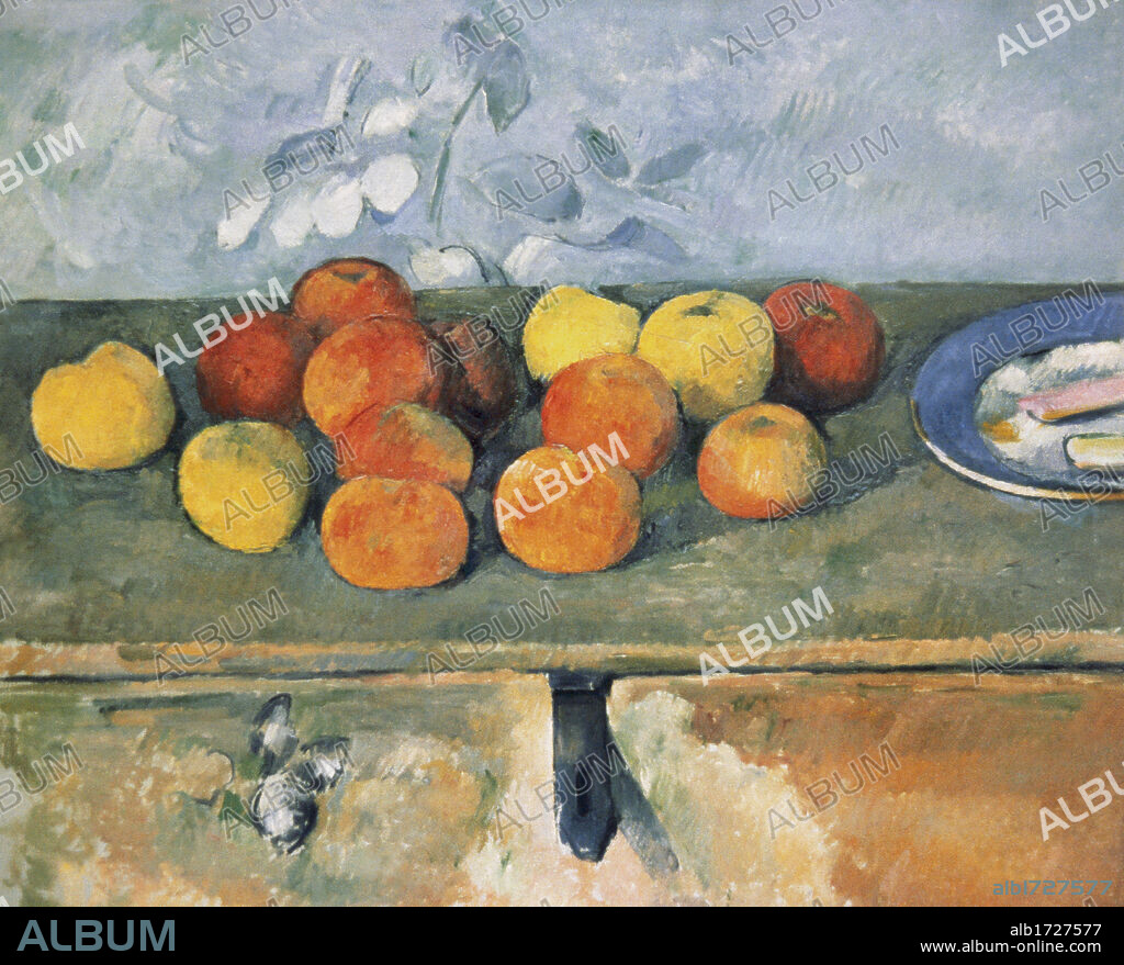 PAUL CÉZANNE. Paul Cezanne (1839-1906). French artist and Post-Impressionist painter. Apples and Biscuits. Around 1879-1880. Oil on canvas (45 x 55 cm). Musee de l'Orangerie. Paris. France.