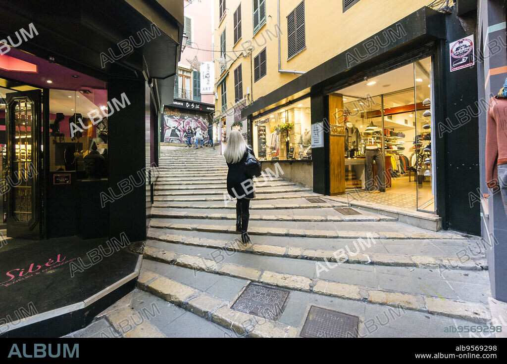 calle comercial Pas den Quint, Palma, Mallorca, Balearic Islands, Spain.