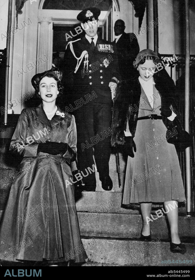 Start Washington Tour -- Princess Elizabeth (left) and the Duke of Edinburgh are accompanied by Margaret Truman, Daughter of the American President, as they leave the Presidential temporary residence, Blair house, in Washington, En Route to Mount Vernon, 15 miles away, and Arlington National cemetery, Nov. 1. November 03, 1951. (Photo by Associated Press Photo).