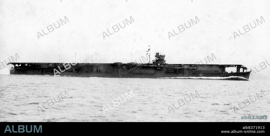 Soryu ('Blue Dragon') was an aircraft carrier built for the Imperial Japanese Navy (IJN) during the mid-1930s. Soryu's aircraft were employed in operations during the Second Sino-Japanese War in the late 1930s and supported the Japanese invasion of French Indochina in mid-1940. During the first months of the Pacific War, she took part in the attack on Pearl Harbor, the Battle of Wake Island, and supported the conquest of the Dutch East Indies. In February 1942, her aircraft bombed Darwin, Australia, and she continued on to assist in the Dutch East Indies campaign. In April, Soryu's aircraft helped sink two British heavy cruisers and several merchant ships during the Indian Ocean raid.<br/><br/>. After a brief refit, Soryu and three other carriers of the 1st Air Fleet (Kido Butai) participated in the Battle of Midway in June 1942. After bombarding American forces on Midway Atoll, the carriers were attacked by aircraft from the island and the carriers Enterprise, Hornet, and Yorktown. Dive bombers from Yorktown crippled Soryu and set her afire. Japanese destroyers rescued the survivors but the ship could not be salvaged and was ordered to be scuttled so as to allow her attendant destroyers to be released for further operations. She sank with the loss of 711 officers and enlisted men of the 1,103 aboard. The loss of Soryu and three other IJN carriers at Midway was a crucial strategic defeat for Japan and contributed significantly to the Allies' ultimate victory in the Pacific.