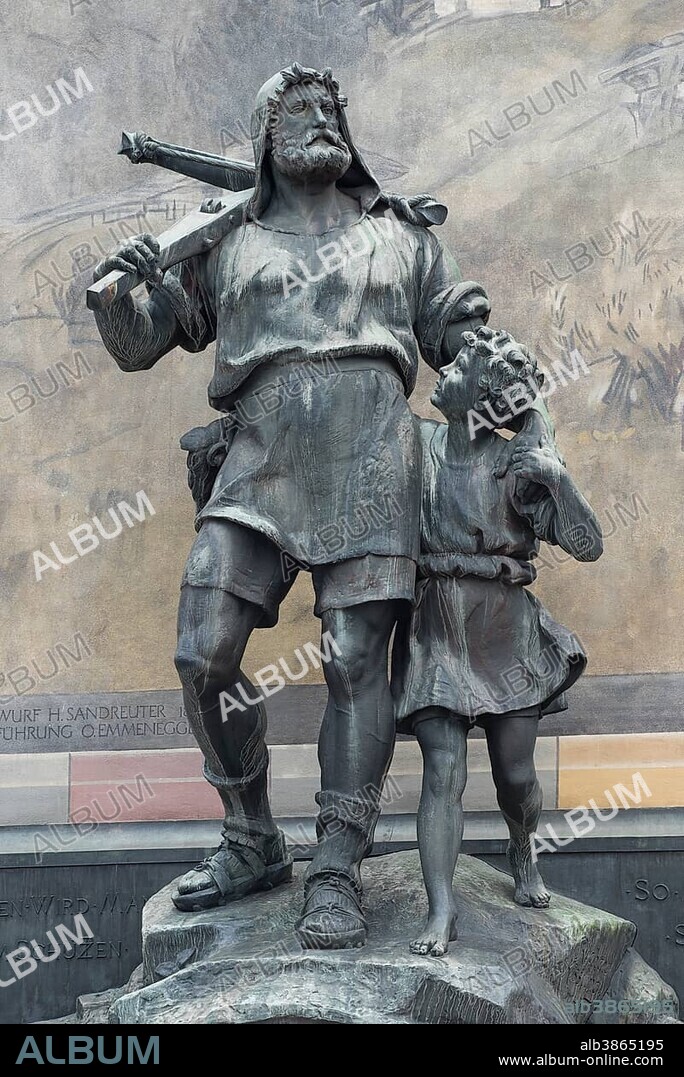 Wilhelm Tell monument, inaugurated in 1895, sculptor Richard Kissling, Altdorf, Uri, Switzerland