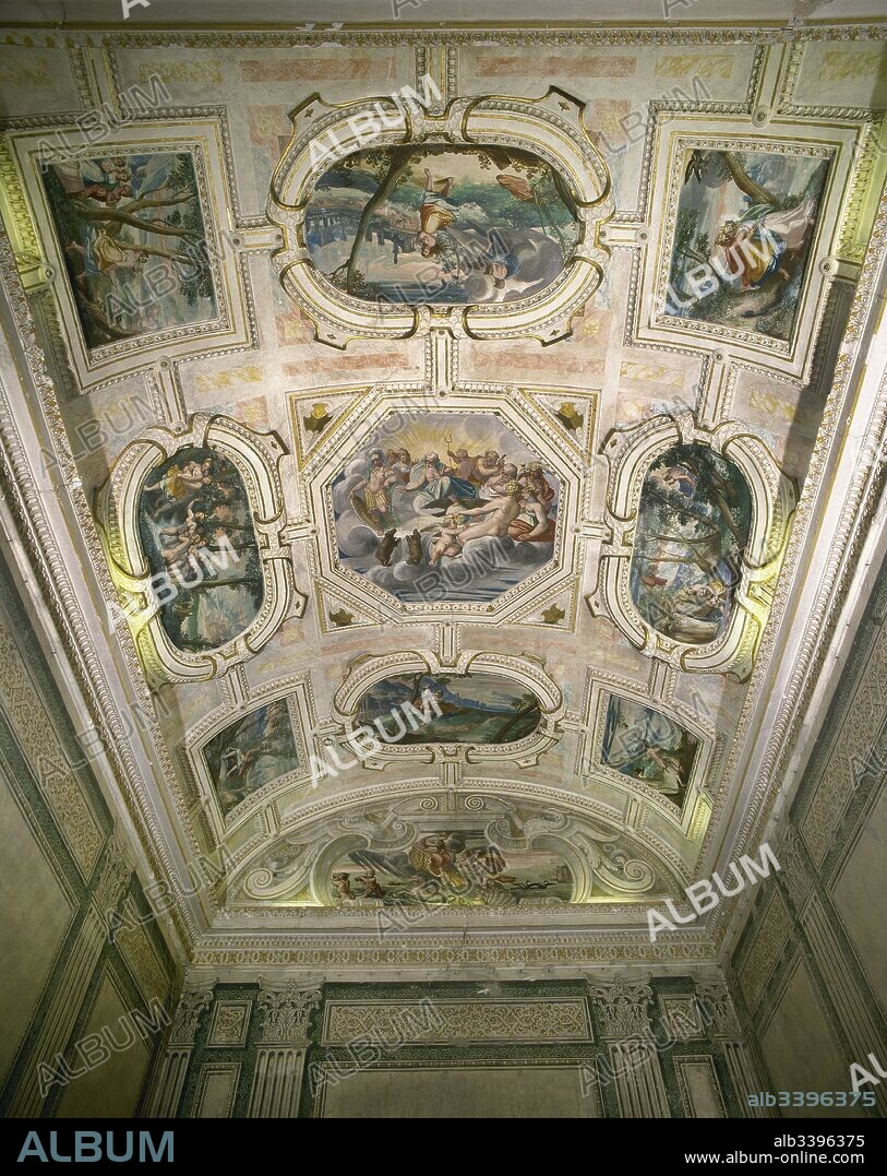 Spain. Viso del Marques. Palace of the Marquis of Santa Cruz. 16th century. Frescoes of the vault made by Italian masters. Province of Ciudad Real. Castile la Mancha.