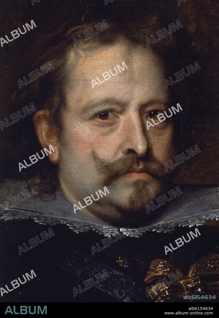 ANTON VAN DYCK. DIEGO MEJIA DE GUZMAN - MARQUES DE LEGANES - DETALLE DE LA CARA (CONJ Nº 83498) - SIGLO XVII - BARROCO FLAMENCO.
