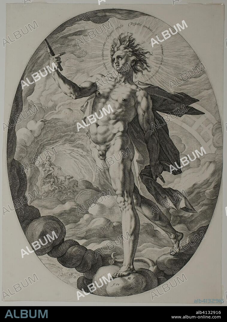 Apollo. Hendrick Goltzius; Dutch, 1558-1617. Date: 1588. Dimensions: 350 x 263 mm (image/plate); 360 x 264 mm (sheet). Engraving in black ink on off-white laid paper. Origin: Netherlands.