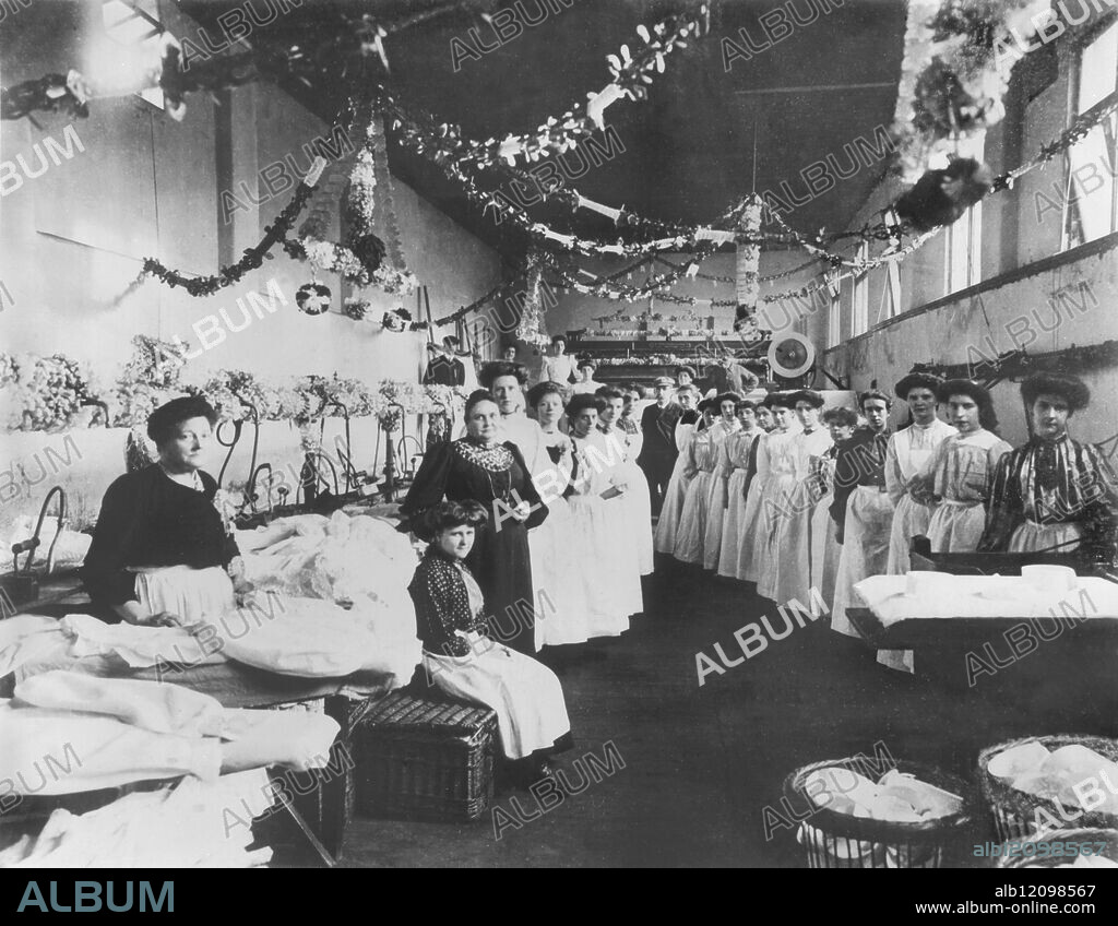 The Pressing and Ironing Room in Beverley Laundry. - OCCUPATIONS - Beverley, - c1900.