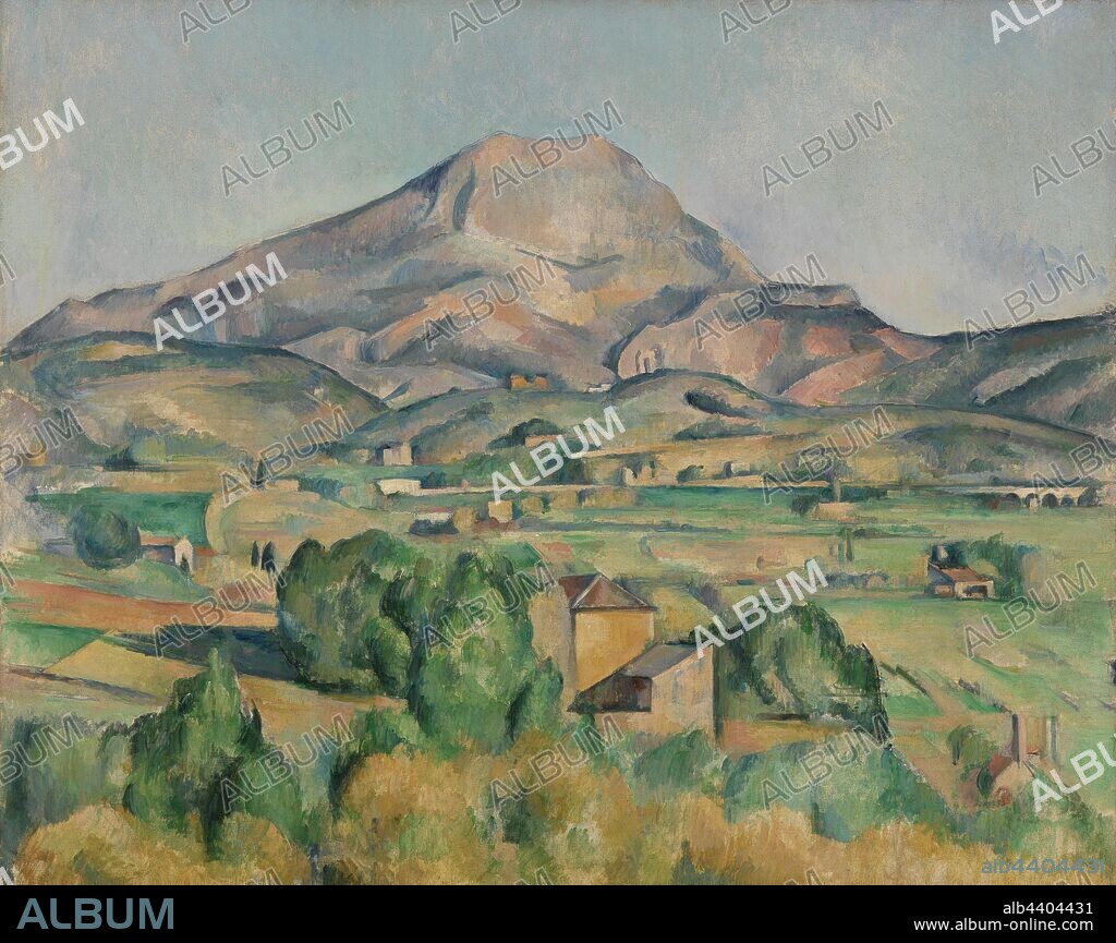 Paul Cézanne: Mont Sainte-Victoire (La Montagne Sainte-Victoire), Paul Cézanne, 1892–1895, Oil on canvas, Mont Sainte-Victoire, which towered over the Aix-en-Provence region of southern France, was one of Cézanne's favorite motifs. He knew the mountain well, having spent his childhood exploring its terrain, and he painted it several dozen times from different vantage points. Certainly the shape and structure of the mountain appealed to Cézanne as a painter. But the mountain also held symbolic meaning, representing for him the ancient countryside—the authentic France—during a moment when Paris was rapidly modernizing. On the right side of the canvas, one can just make out an ancient Roman aqueduct., Overall: 28 3/4 x 36 1/4 in. (73 x 92 cm).