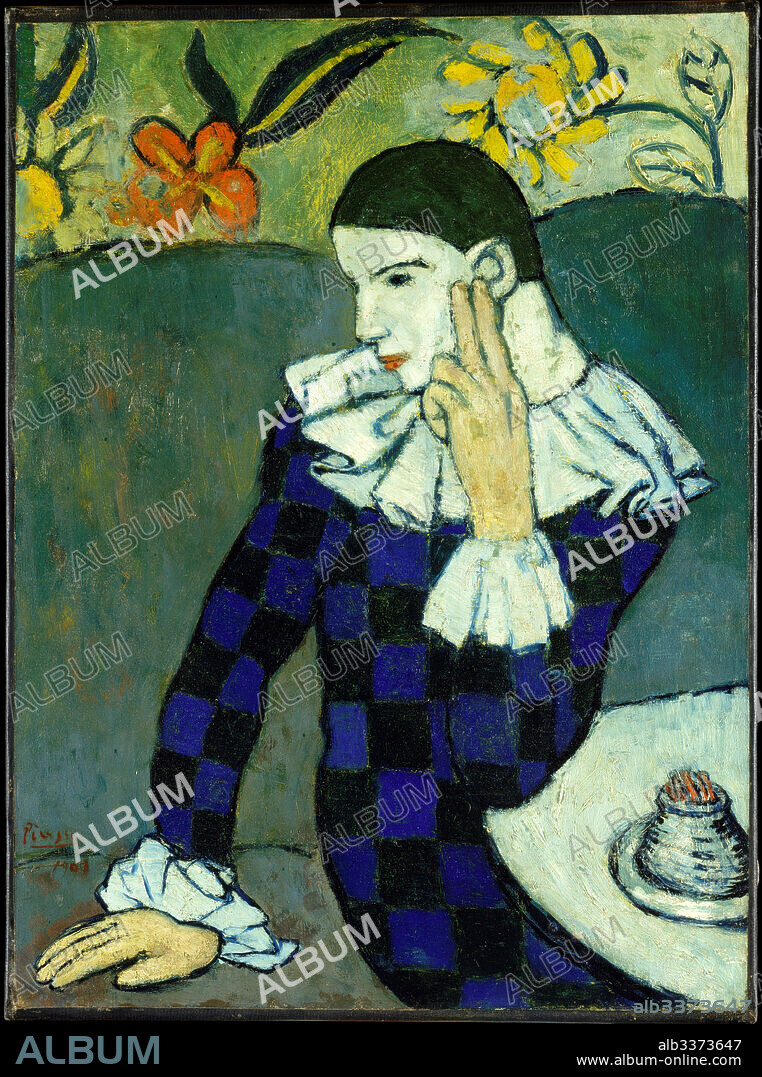 PABLO PICASSO. Seated Harlequin.