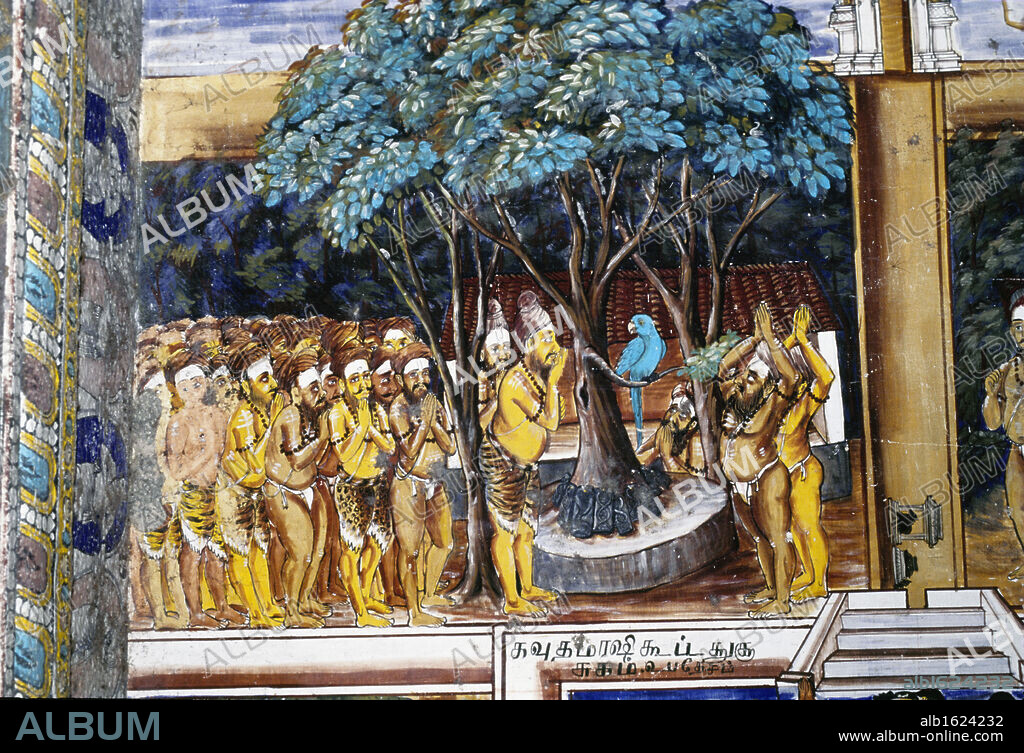 India, Tamil Nadu, Konerirajapuram, murals in Siva temple, 12th century.
