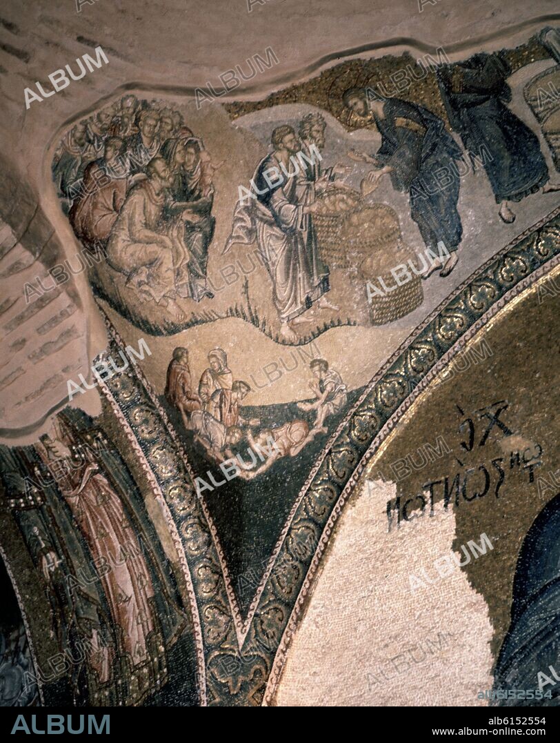 MILAGRO DE LOS PANES Y PECES - MOSAICO BIZANTINO - SIGLO XIV.