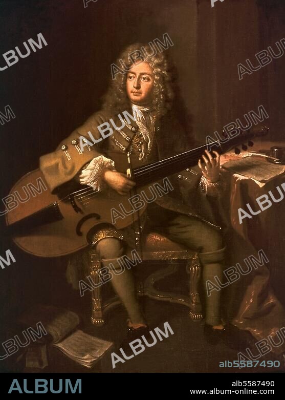 ANDRE BOUYS. Marais, Marin franz. Gambist u. Komponist, Paris 31.5.1656 - ebd. 15.8.1728. Porträt. Gemälde von André Bouys (1656-1740).