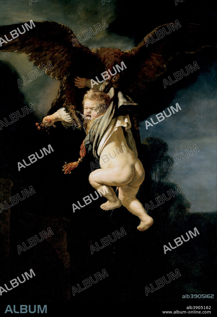 REMBRANDT. Abduction of Ganymede. Date/Period: 1635. Painting. Oil on canvas. Height: 177 cm (69.6 in); Width: 129 cm (50.7 in).