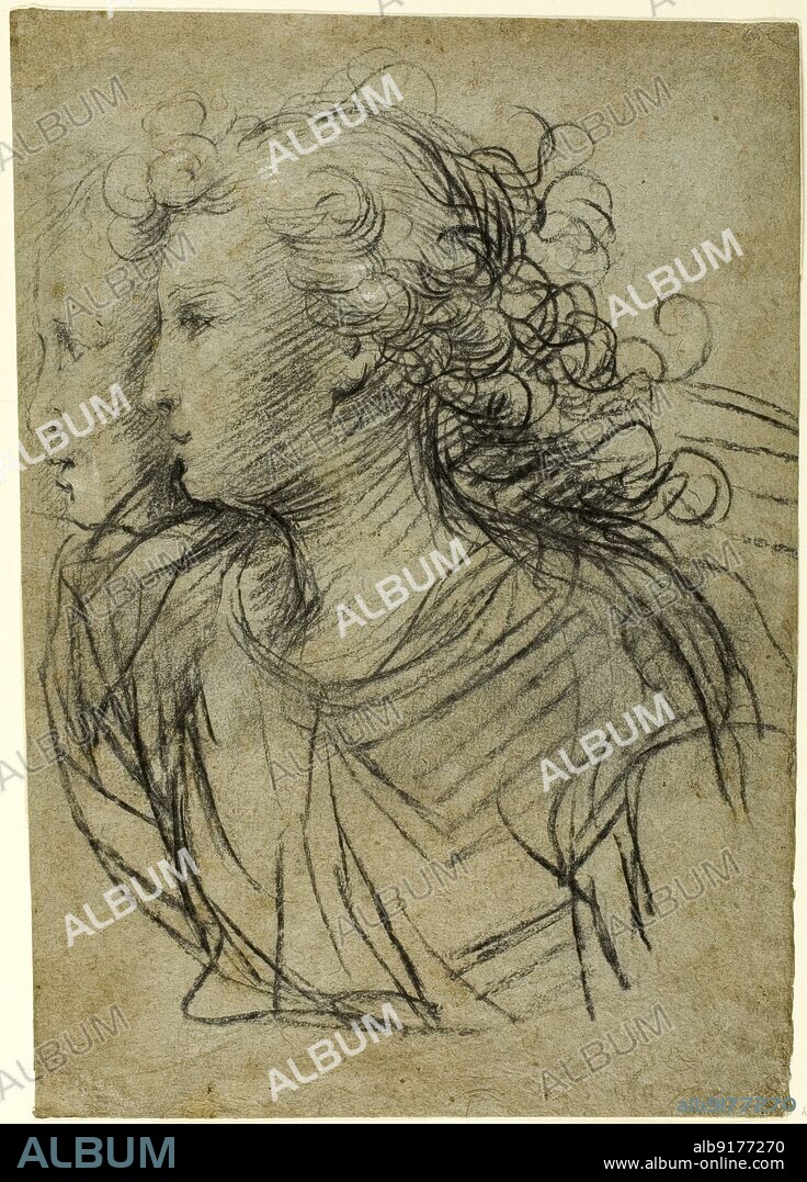 Half-Length View of Female in Profile to Left (recto); (Half-Length view of Figure in Three-Quarter Profile (verso)), 17th century. Attributed to Jacopo Confortini.