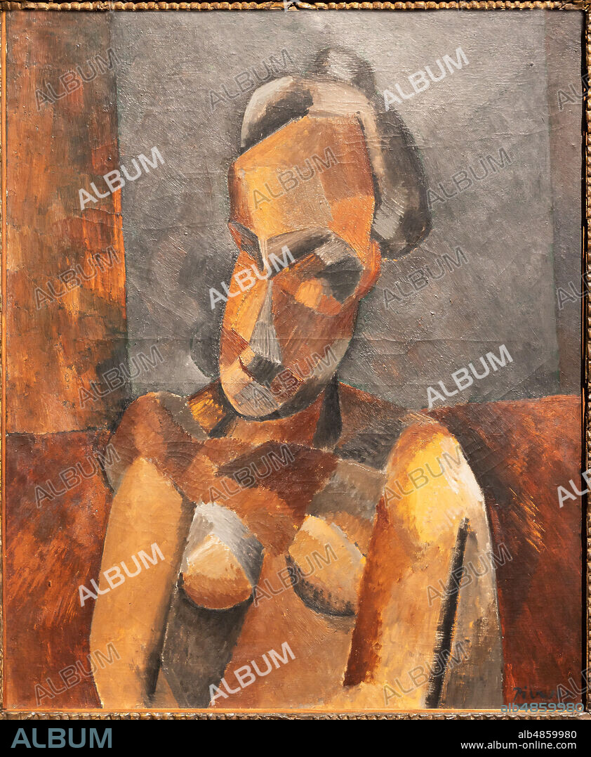 Pablo Picasso: "Bust of a Woman", 1909, oil painting on canvas.