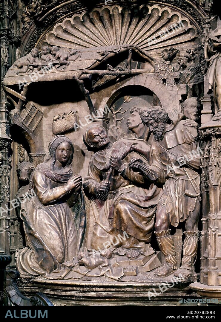 DAMIAN FORMENT CABOT. ADORACION DE LOS PASTORES - 1512-1518 - DETALLE DEL RETABLO DE LA BASILICA DEL PILAR DE ZARAGOZA - RENACIMIENTO ESPAÑOL.