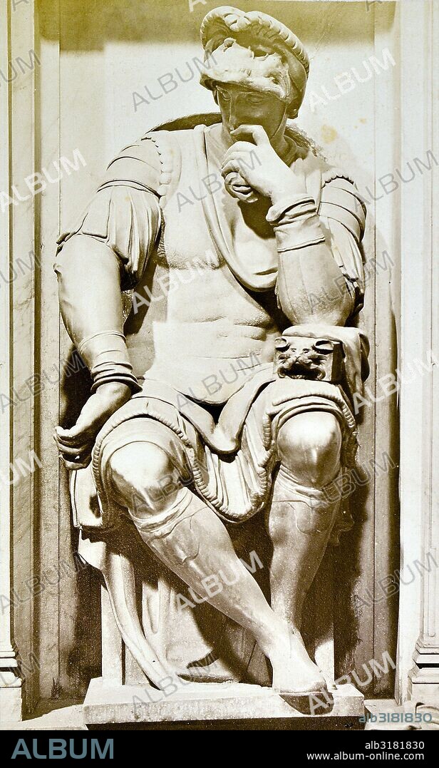 MICHELANGELO. [Estatua de Lorenzo de Medici] Le  Penseur de Michel Ange.