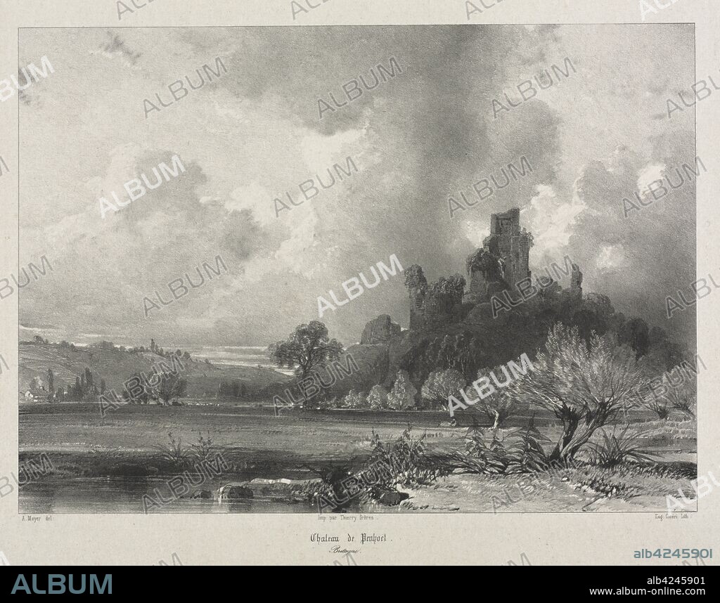 Voyages pittoresques et romantiques dans l'ancienne France. Bretagne: Chateau de Penhoet. Eugène Cicéri (French, 1813-1890). Lithograph.