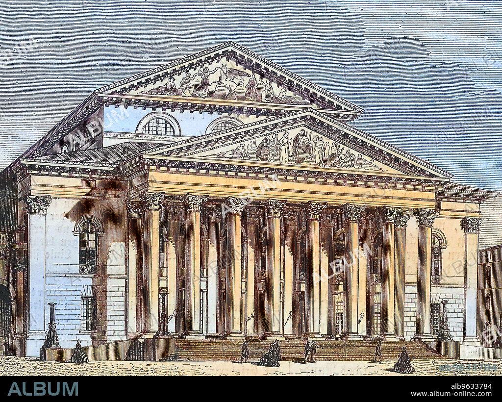 das Hoftheater in München, Bayern, Deutschland, historical, digital improved reproduction of an original from the 19th century / digitale Reproduktion einer Originalvorlage aus dem 19. Jahrhundert, Originaldatum nicht bekannt, ca 1880.