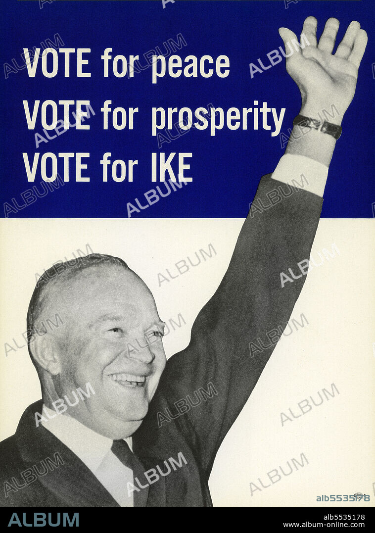 Political poster for Dwight D. Eisenhower during U.S. Presidential Election Campaign, Unidentified Artist, 1952.