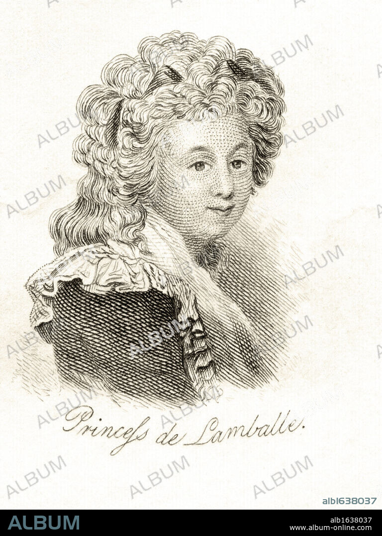 Princesse de Lamballe Marie Therese Louise de Savoie-Carignan 1749 -1792 Italian French courtier and intimate companion of Marie-Antoinette From the book Crabbs Historical Dictionary published 1825.