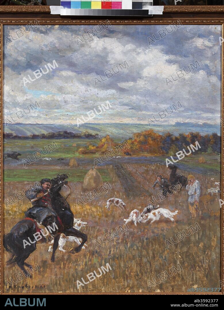 NIKOLAI IVANOVICH KRAVCHENKO. Illustration for poem "Hunting with hounds" by Nikolay Nekrasov.