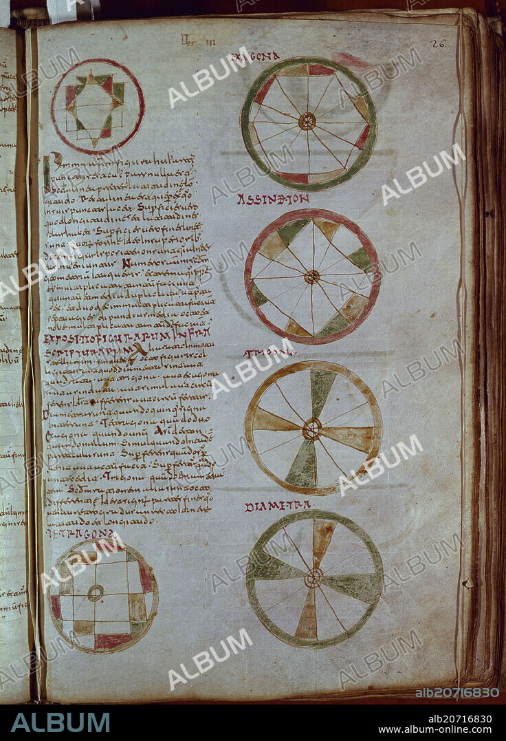 SAN ISIDORO DE SEVILLA (560-636). PAGINA DE LAS "ETIMOLOGIAS"-MAN MOZARABE S IX-F 26-VIT 14-3(FILOSOFIA S VI).