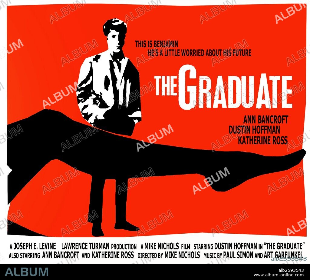 "The Graduate", a 1967 comedy drama, starring Anne Bancroft, Dustin Hoffman and Katharine Ross.