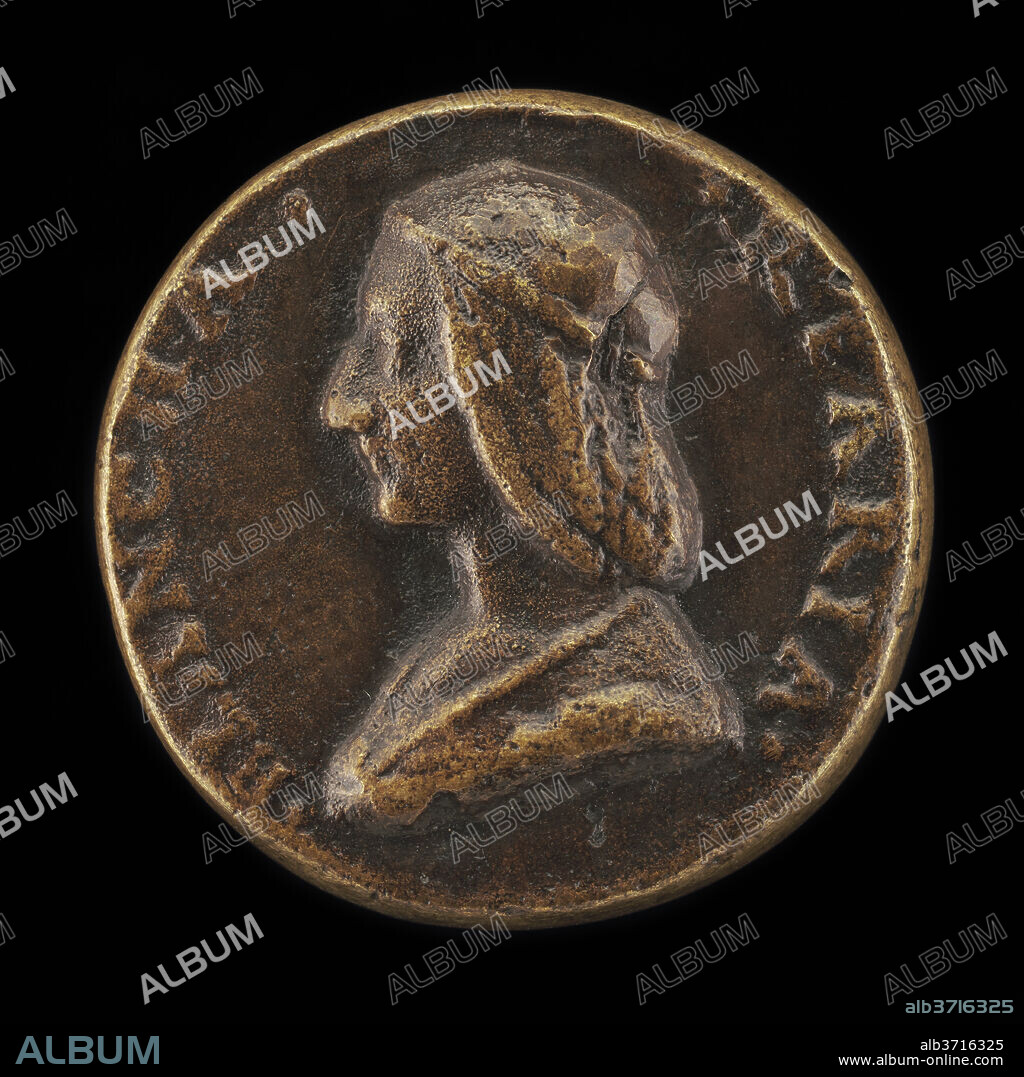 NICCOLò FIORENTINO. Bianca Riario [obverse]. Dimensions: overall (diameter): 3.25 cm (1 1/4 in.)  gross weight: 23.01 gr (0.051 lb.)  axis: 12:00. Medium: bronze.