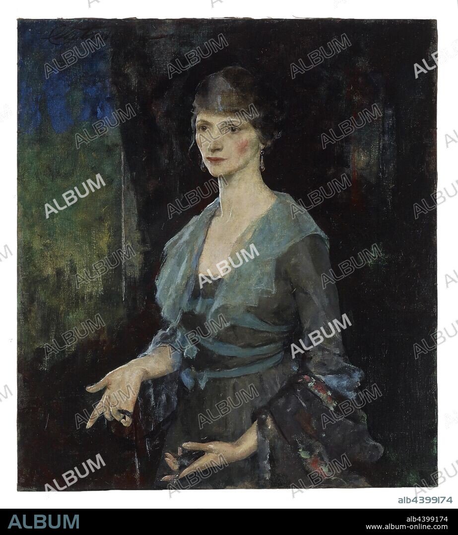 Portrait of Mrs. Alfred L. Becker (née Eulabee Dix) (recto), nude and swan against abstract ground (verso), Charles Webster Hawthorne (American, 1872-1930), date unknown, oil on canvas, 36 x 32 in. (canvas) 40 x 35-3/4 x 3 in. (framed), Signed, u.l.: C W Hawthorne, American Painting and Sculpture to 1945.