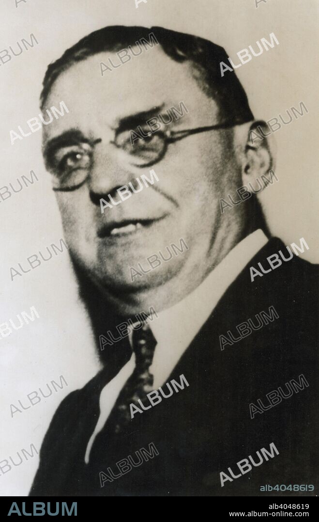 Anton (Tony) Joseph Cermak, Mayor of Chicago, Illinois, USA, c1931-c1933(?). Cermak (1873-1933) was Mayor of Chicago from 1931 until his assassination by Giuseppe Zangara in Miami, Florida, in 1933. It is uncertain whether Cermak, who was engaged in a crackdown on organised crime in Chicago, was the intended target of the assassin, or whether it was President Franklin D Roosevelt, who he was shaking hands with at the time.