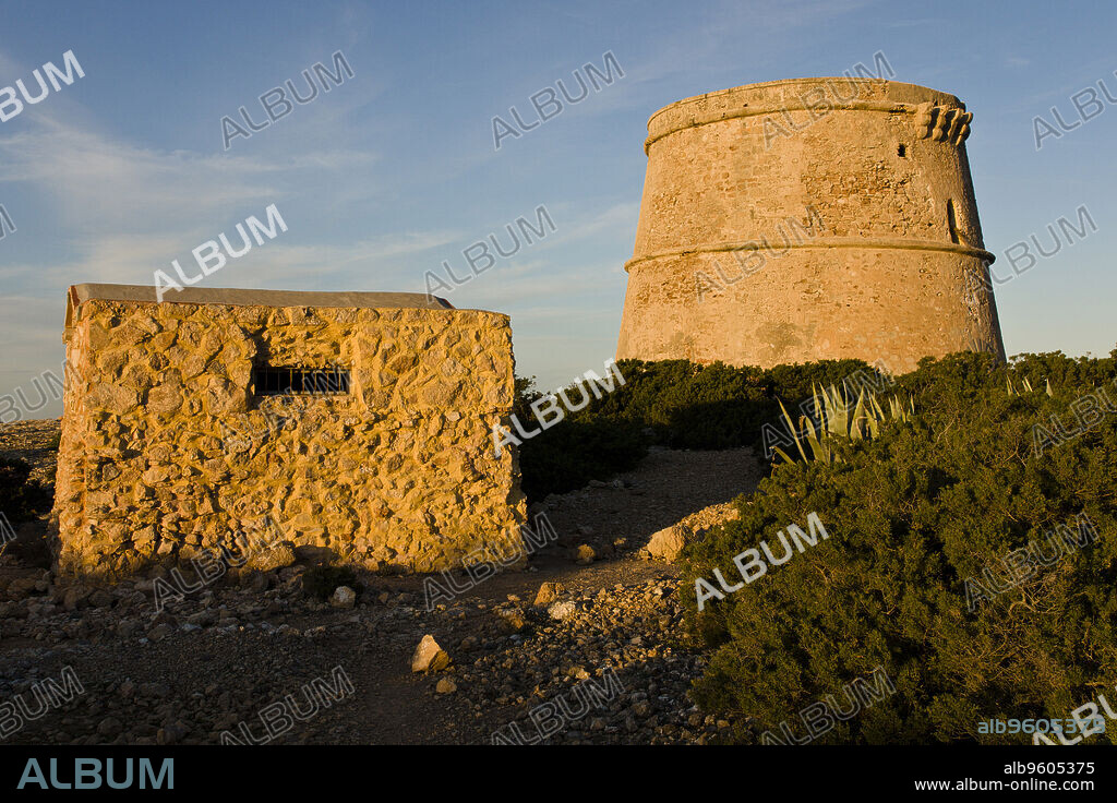 Torre DEn Rovira. Punta de Sa Torre.Parque natural Cala Bassa-Cala Compte.Ibiza.Balearic islands.Spain.