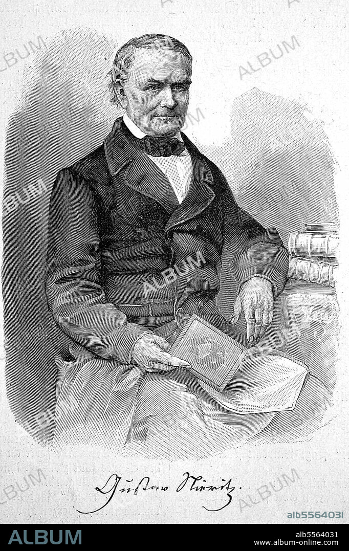 Karl Gustav Nieritz, 2. Juli 1795, 16. Februar 1876, ein deutscher Volks- und Jugendschriftsteller, Historisch, digital restaurierte Reproduktion einer Originalvorlage aus dem 18. Jahrhundert, genaues Originaldatum nicht bekannt.