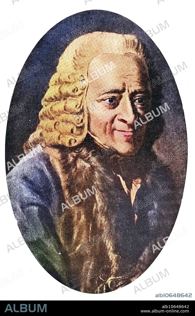 Voltaire, pseudonym of Francois-Marie Arouet, 1694-1778, French writer and philosopher. From the book The Masterpiece Library of Short Stories volume 3 French, Historical, digitally restored reproduction from a 19th century original, Record date not stated