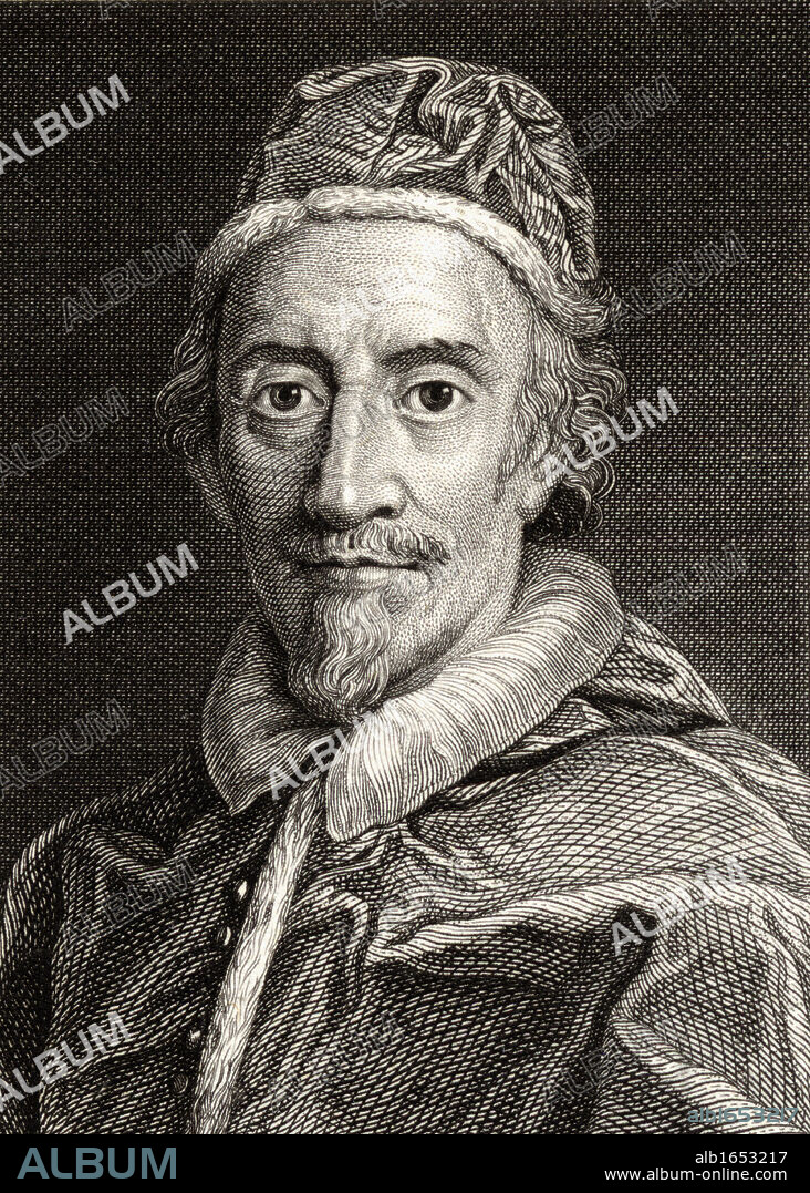 Pope Clemente IX, 1600-1669 pope 1667-1669. Original name Giulio Rospigliosi. 19th century print engraved by John T. Wedgwood from a painting by Carlo Maratti.