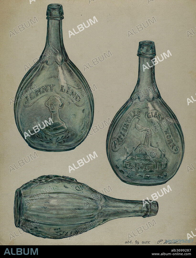 PAUL WARD. Jenny Lind Bottle. Dated: c. 1935. Dimensions: overall: 28 x 22.7 cm (11 x 8 15/16 in.). Medium: watercolor, graphite, and colored pencil on paperboard.