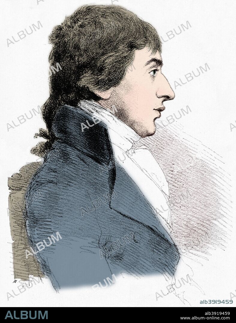 'Portrait of JMW Turner', c1827 (1904). A portrait of English landscape painter Joseph Mallord William Turner (1775-1851) at the age of 25. From The Royal Academy From Reynolds to Millais Edited by Charles Holme. [Offices of The Studio, London, Paris and New York, 1904]. (Colorised black and white print).