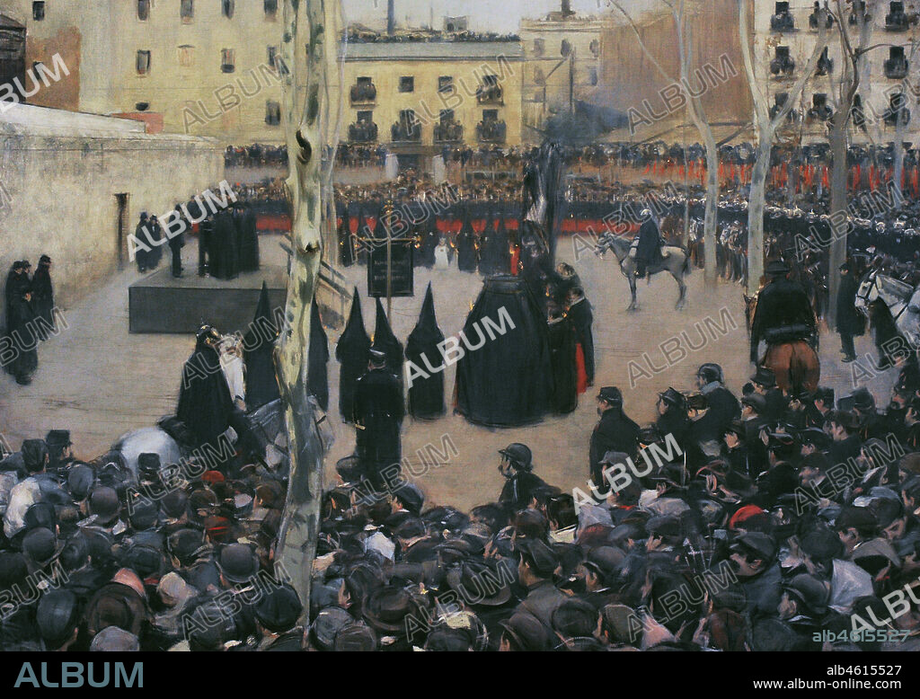 RAMÓN CASAS I CARBÓ (1866-1932). SPANISH PAINTER.. Ramón Casas i Carbó (1866-1932). Pintor español. Garrote vil, 1894. Oleo sobre lienzo, 127 x 166 cm. Detalle. Museo Nacional Centro de Arte Reina Sofia. Madrid. España.